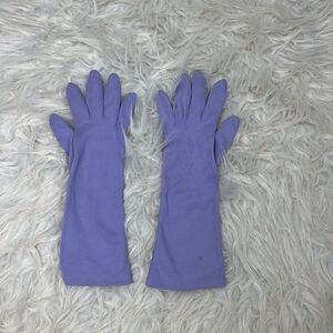 Vintage 70s Pastel Purple Nylon Cotton Forearm Length Womens Gloves ONE SIZE